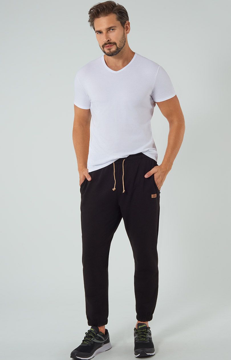 Dresowe spodnie męskie czarne Lider, Kolor czarny, Rozmiar M, Italian Fashion - Intymna