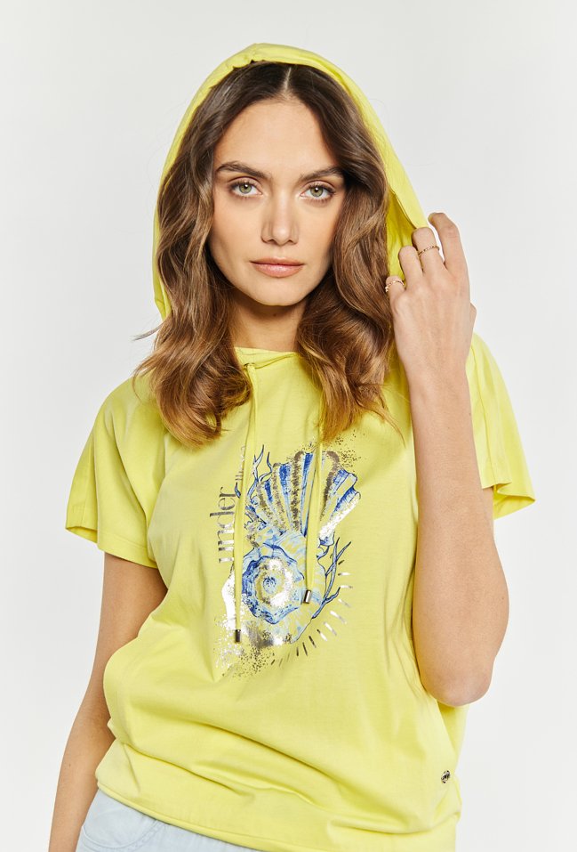 T-shirt damski z kapturem - Monnari