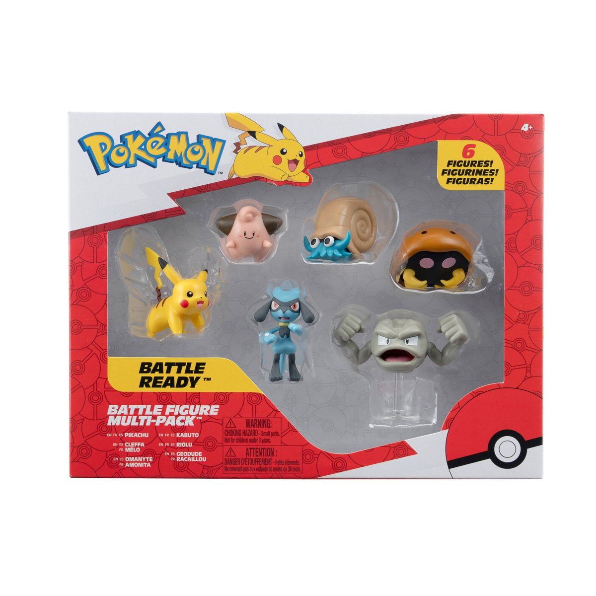 POKEMON Figurki bitewne Multipack (Pikachu, Cleffa, Riolu, Geodude, Omanyte, Kabuto) Seria 7, figurki