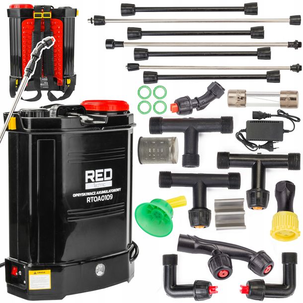 Opryskiwacz Akumulatorowy Elektryczny 16l Plecakowy Red Technic 4 Dysze