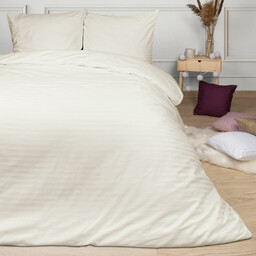 Darymex Pościel satynowa 140x200 kremowa pasy jednobarwna Cizgili adamaszkowa