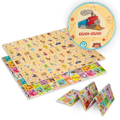 Humbi Gruba Mata Edukacyjna 2W1 z pianki XPE 120x180x1 Onomatopeje polski alfabet zwierzęta
