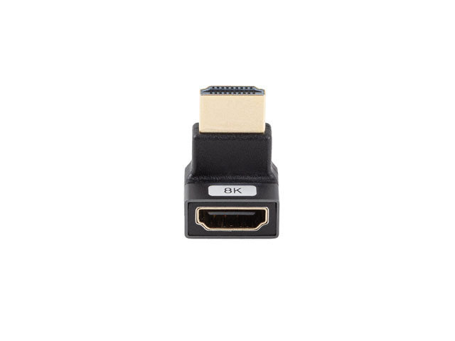 Adapter hdmi(m)->hdmi(f) 8k kątowy góra aluminium srebrny lanberg