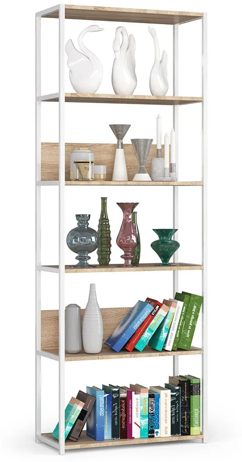 Otwarty regał do kuchni biały + dąb artisan S5-W53