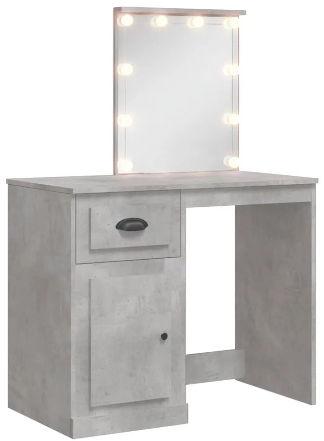 Nowoczesna Toaletka Z Lustrem Podświetlanym Szarość Betonu K0-T04