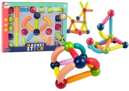 Klocki magnetyczne 46el kolorowe - Leantoys