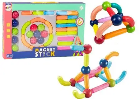 Klocki magnetyczne 36el kolorowe - Leantoys