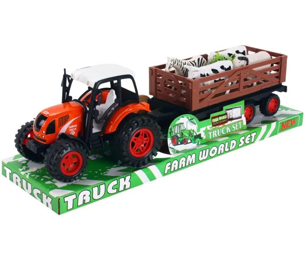 Traktor z przyczepą i zwierzętami - Trifox