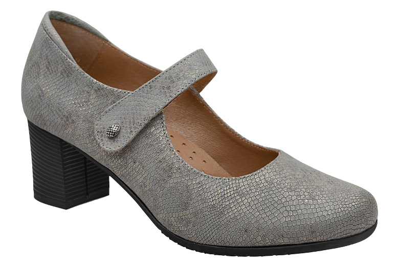 Czółenka AXEL Comfort 1762 Pyton Szaro Złoty Kosela Medic 9762 na rzepy