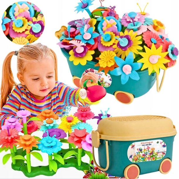 Klocki Kwiatki Konstrukcyjne Kwiaty Duże Ogród W Wózeczku