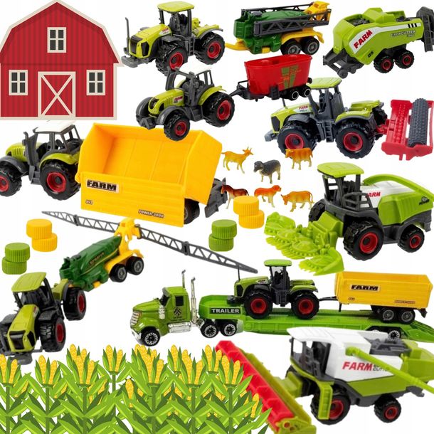 Mega Duży Zestaw Pojazdy Rolnicze Traktor