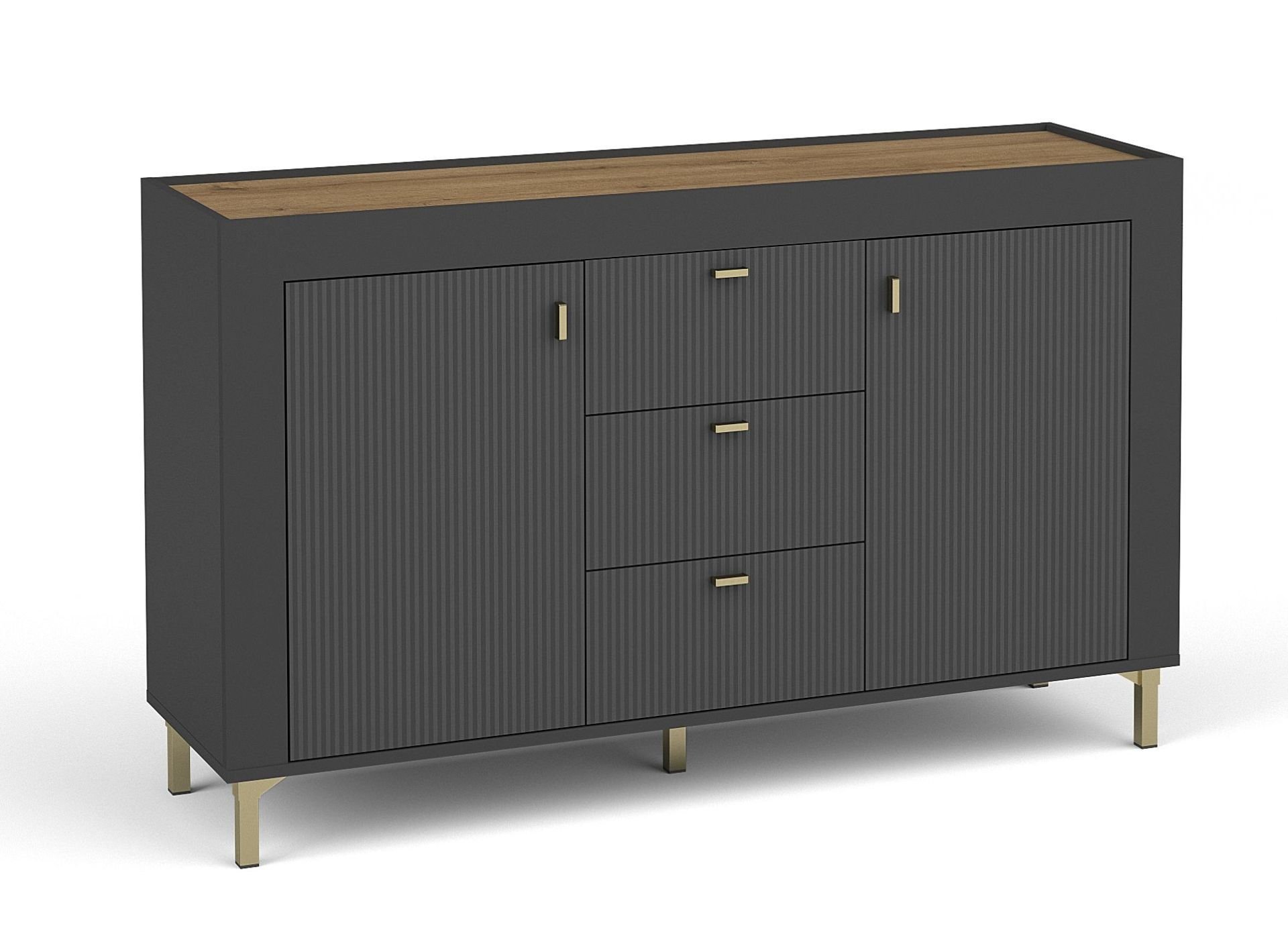 Komoda Mossa Mo6 2D3S Dąb Whisky / Czarny