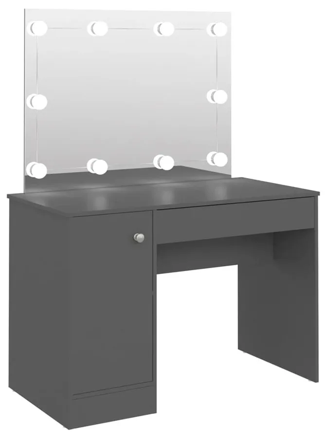 Szara toaletka do makijażu z lustrem hollywood W8-D11