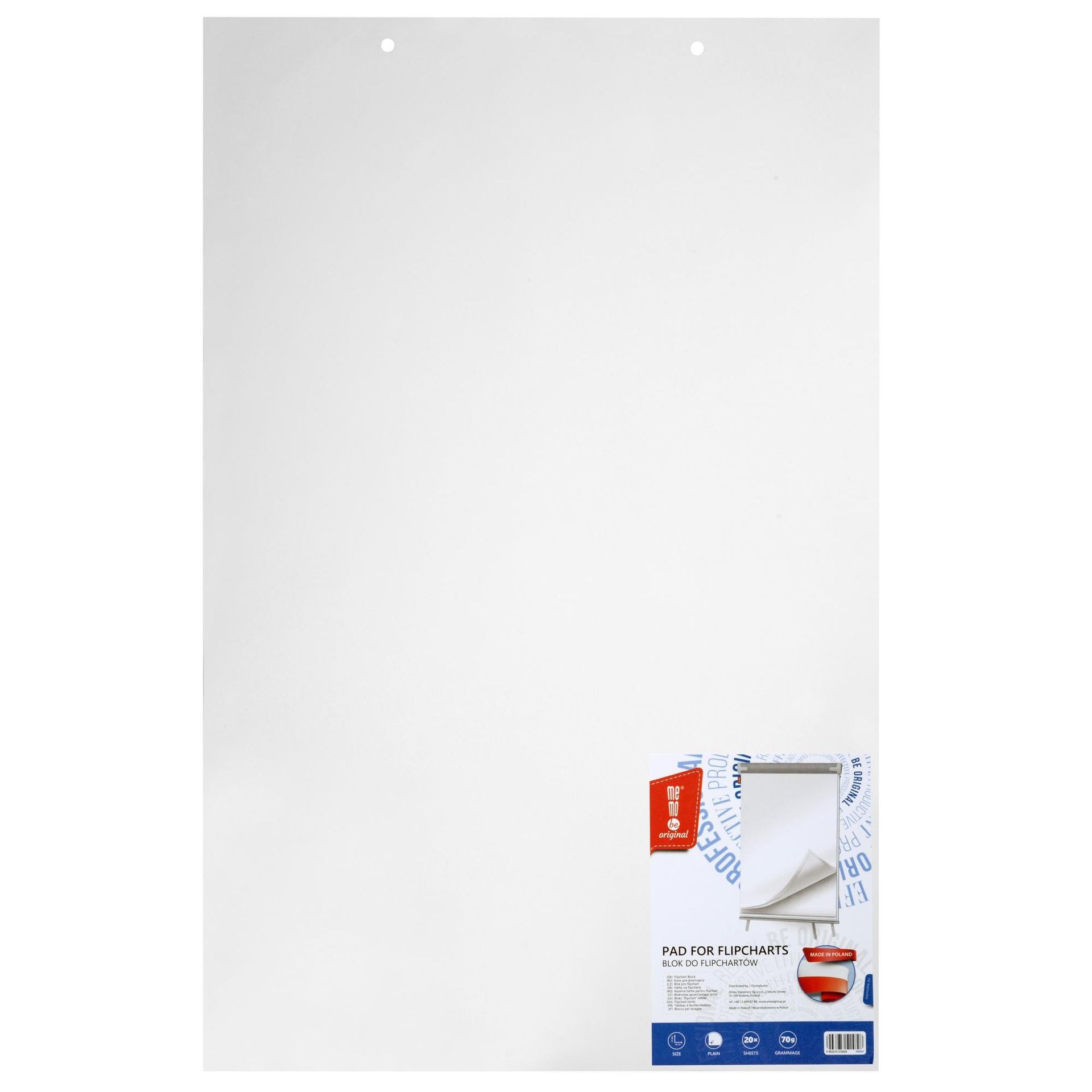 Blok do flipchartów biały, gładki, 20 kartek, 65x100 cm