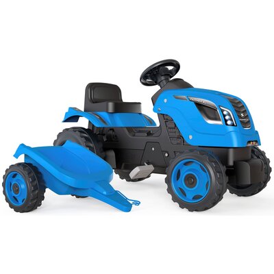 SMOBY Traktor XL Niebieski na Pedały z Przyczepką