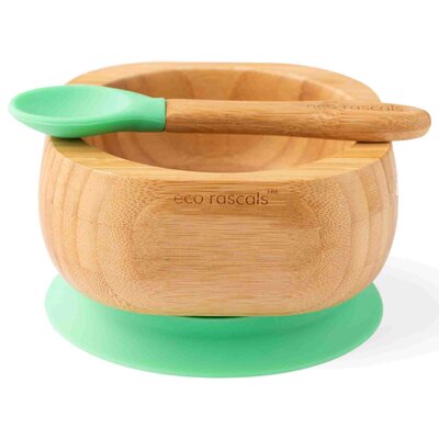 Ecorascals Miseczka Bambusowa głęboka z przyssawką i łyżeczką 250 ml