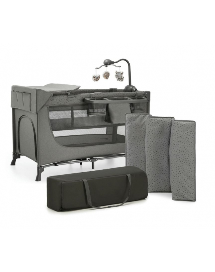 kinderkraft Łóżeczko turystyczne JOY 2 DARK GREY + akcesoria
