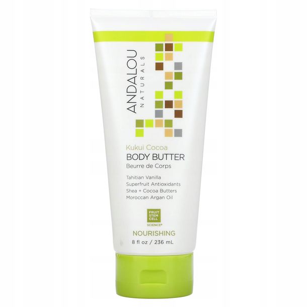 ﻿Andalou Naturals, Masło do Ciała, Odżywcze, Kukui Kakao, 8 uncji (236 ml)