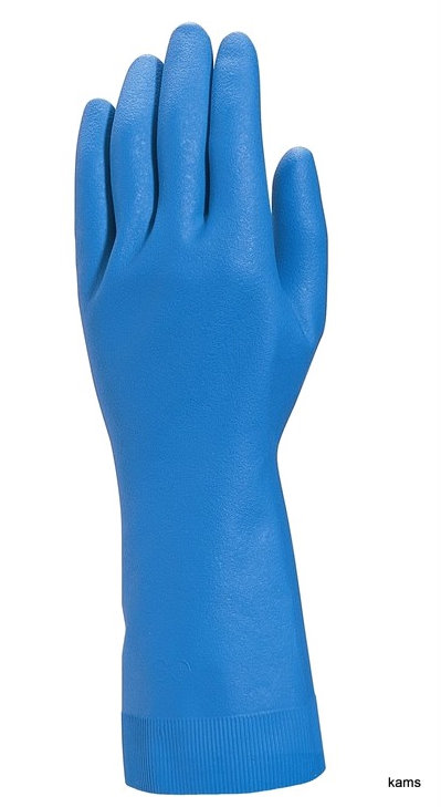 DELTAPLUS VE440 RĘKAWICE Z LATEKSU, FLOKOWANE, DŁ. 32 CM, GR. 0,55 MM (NIEBIESKI, 6/7)