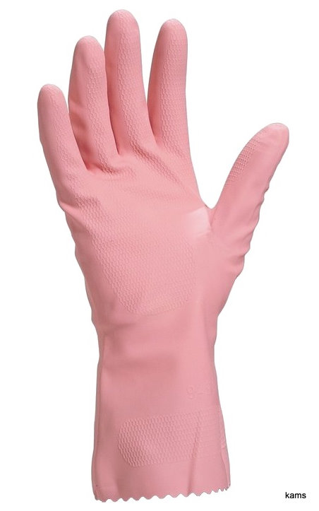 DELTAPLUS ZEPHIR VE210 RĘKAWICE GOSPODARCZE Z LATEKSU, FLOKOWANE, DŁ. 30 CM, GR. 0,38 MM (RÓŻOWY, 6/7)