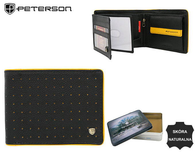 Skórzany, sportowy portfel męski z ochroną kart RFID — Peterson