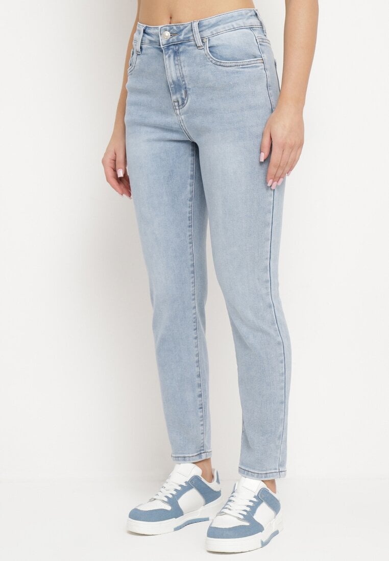 Jasnoniebieskie Klasyczne Jeansy Skinny Giarlia