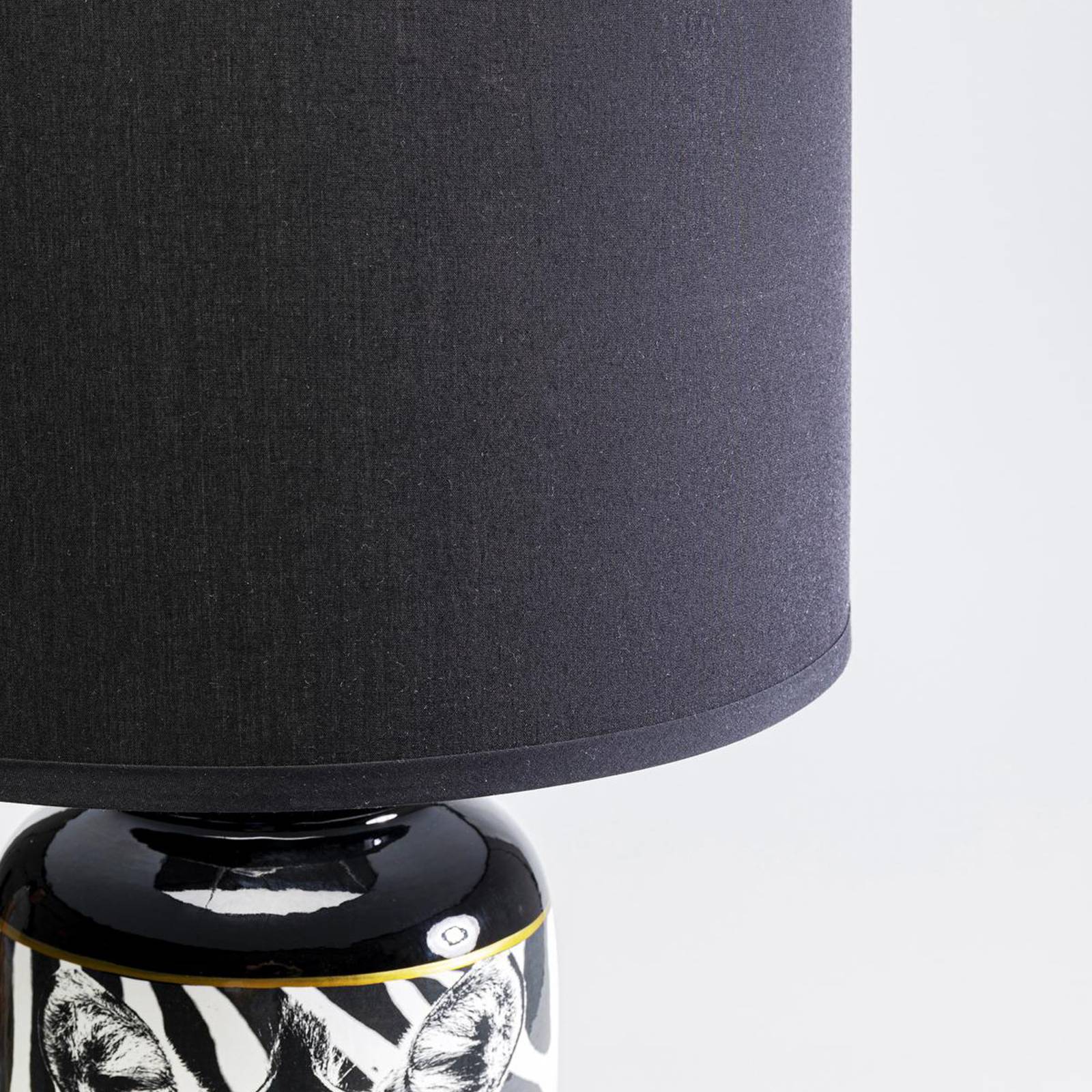 Kare lampa stołowa Zebra Face czarna tkanina, porcelana, 71 cm