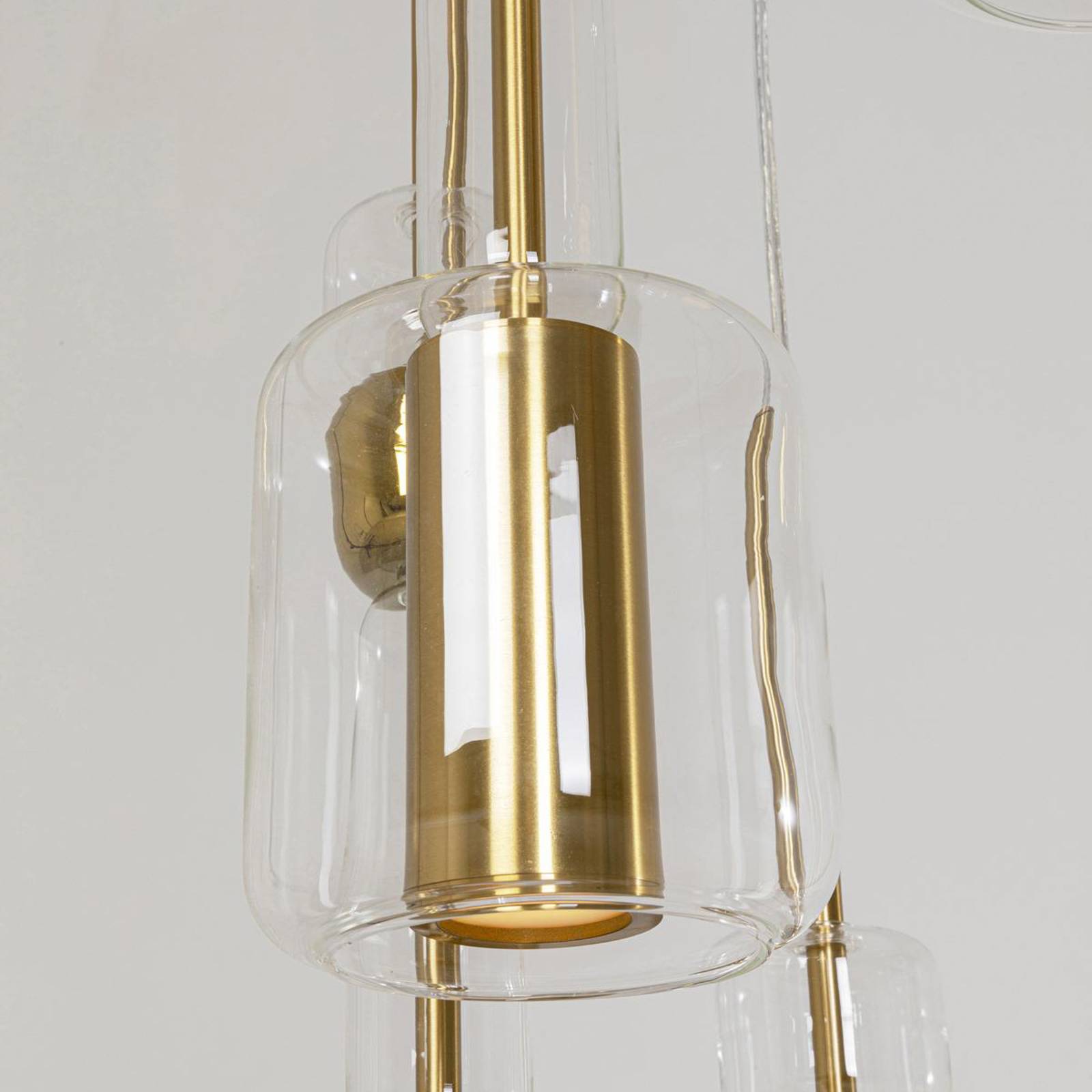 Lampa wisząca Kare Candy Bar, kolor złoty, stal, szkło, 6-punktowa.