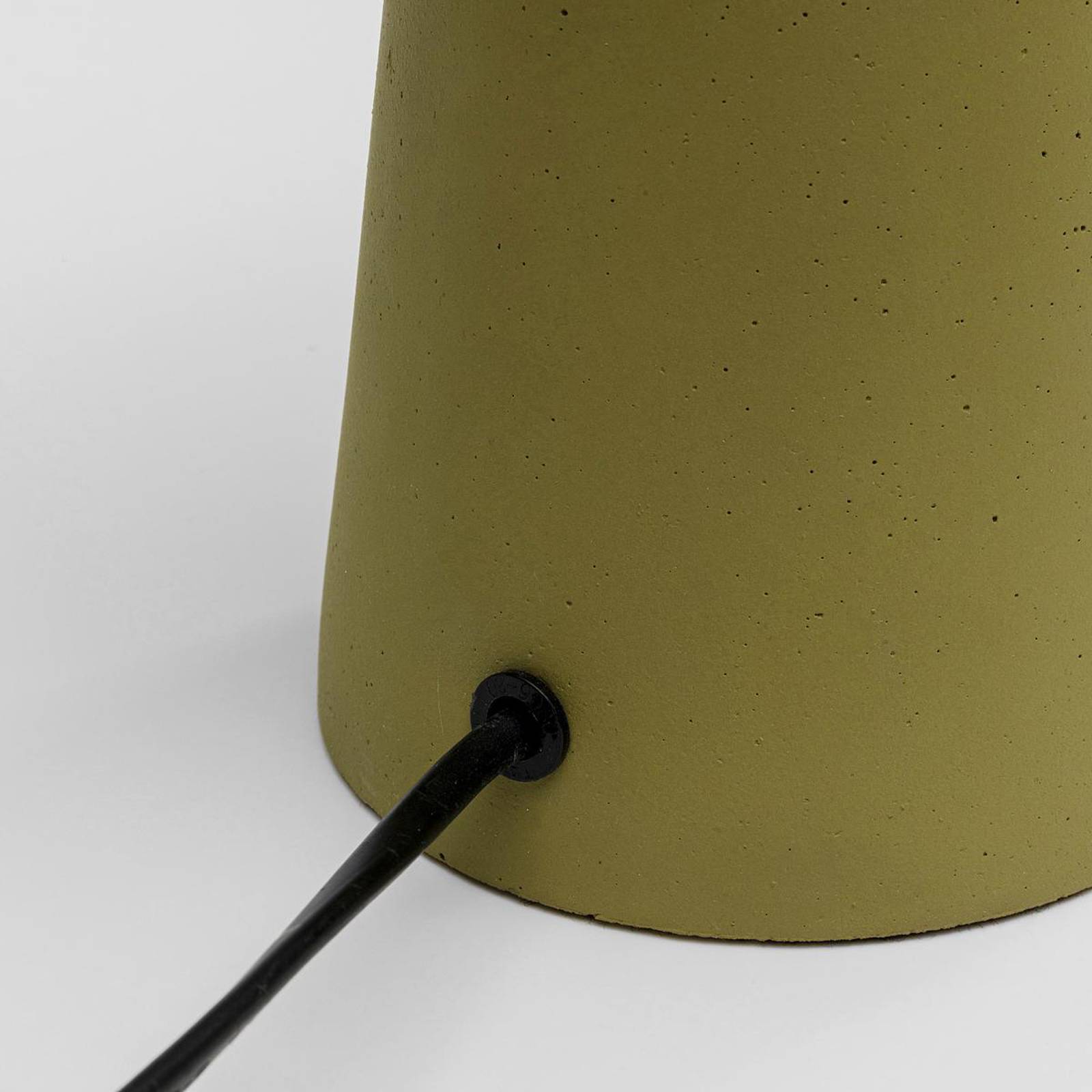 Kare lampa stołowa Bollie, betonowa podstawa zielona, szkło opalowe,