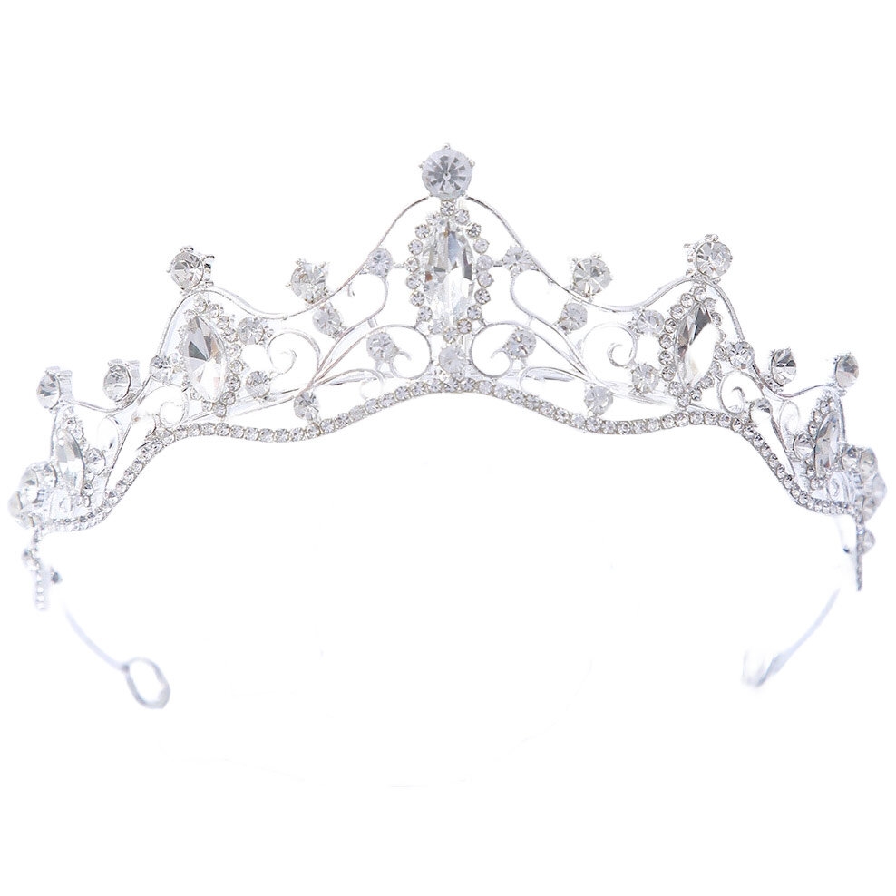 DIADEM OZDOBA do włosów KORONA ŚLUBNA srebrna Ślub Panieński