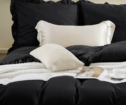 Spod Igły I Nitki Pościel z mikrofibry 160x200 Ruffy czarna z falbanką I24