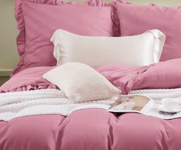 Spod Igły I Nitki Pościel z mikrofibry 220x200 Ruffy różowa z falbanką I24