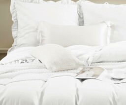 Spod Igły I Nitki Pościel z mikrofibry 220x200 Ruffy biała z falbanką I24