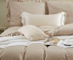 Spod Igły I Nitki Pościel z mikrofibry 140x200 Ruffy beżowa z falbanką I24