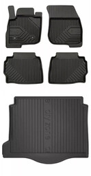 Zestaw dywaniki i mata do Ford Mondeo V 2014-2022 - Kombi Hybryda (HeV), rozstaw między mocowaniami 24,5cm, z organizerem w bagażniku, z wnęką z lewej
