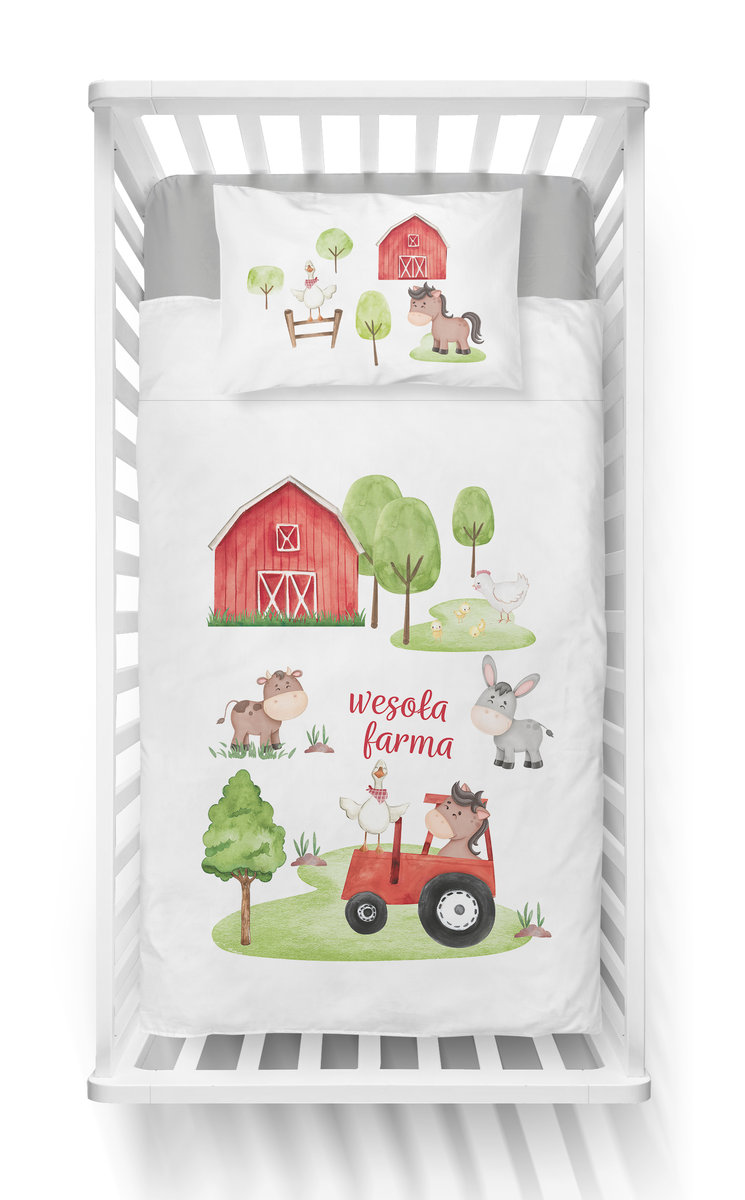 Pościel Łóżeczkowa 90x120 Traktor Czerwony