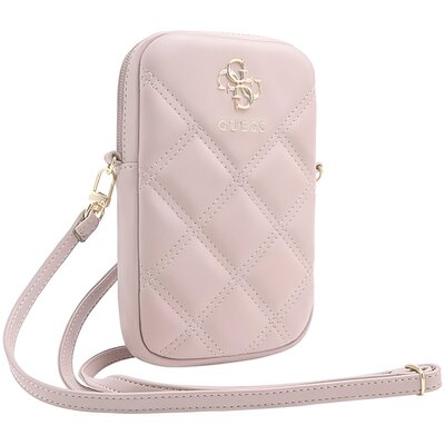 Guess torebka Zip Quilted 4G Różowy