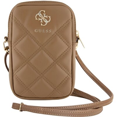 Guess torebka Zip Quilted 4G Brązowy