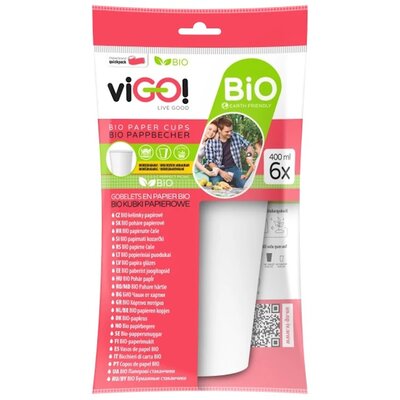 viGO! Biodegradowalne kubki papierowe 400 ml viGO!, 6 sz