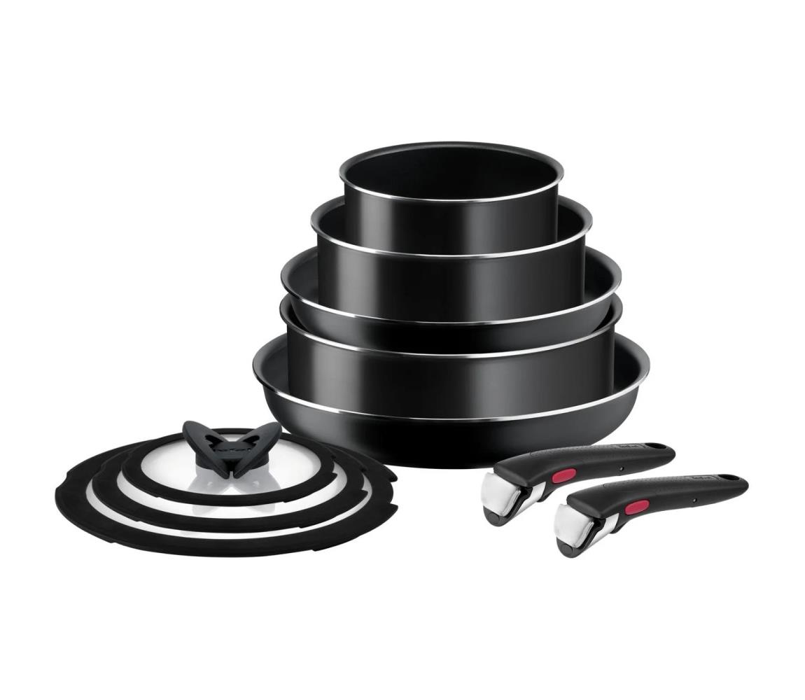 Tefal - Zestaw naczyń kuchennych 10 szt. INGENIO EASY COOK & CLEAN BLACK