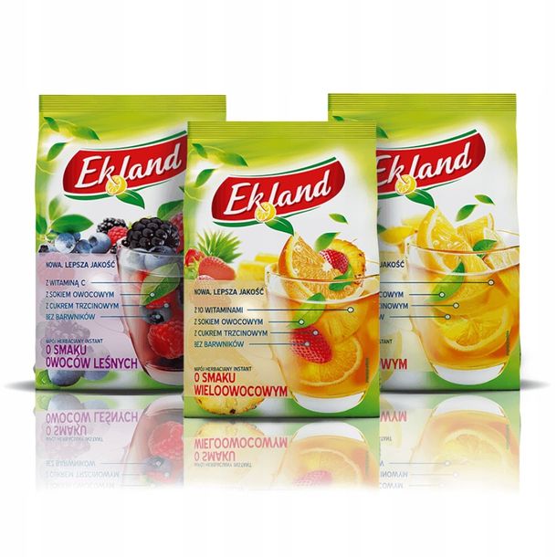 ﻿EKLAND Herbata rozpuszczalna mix smaków 3*300g