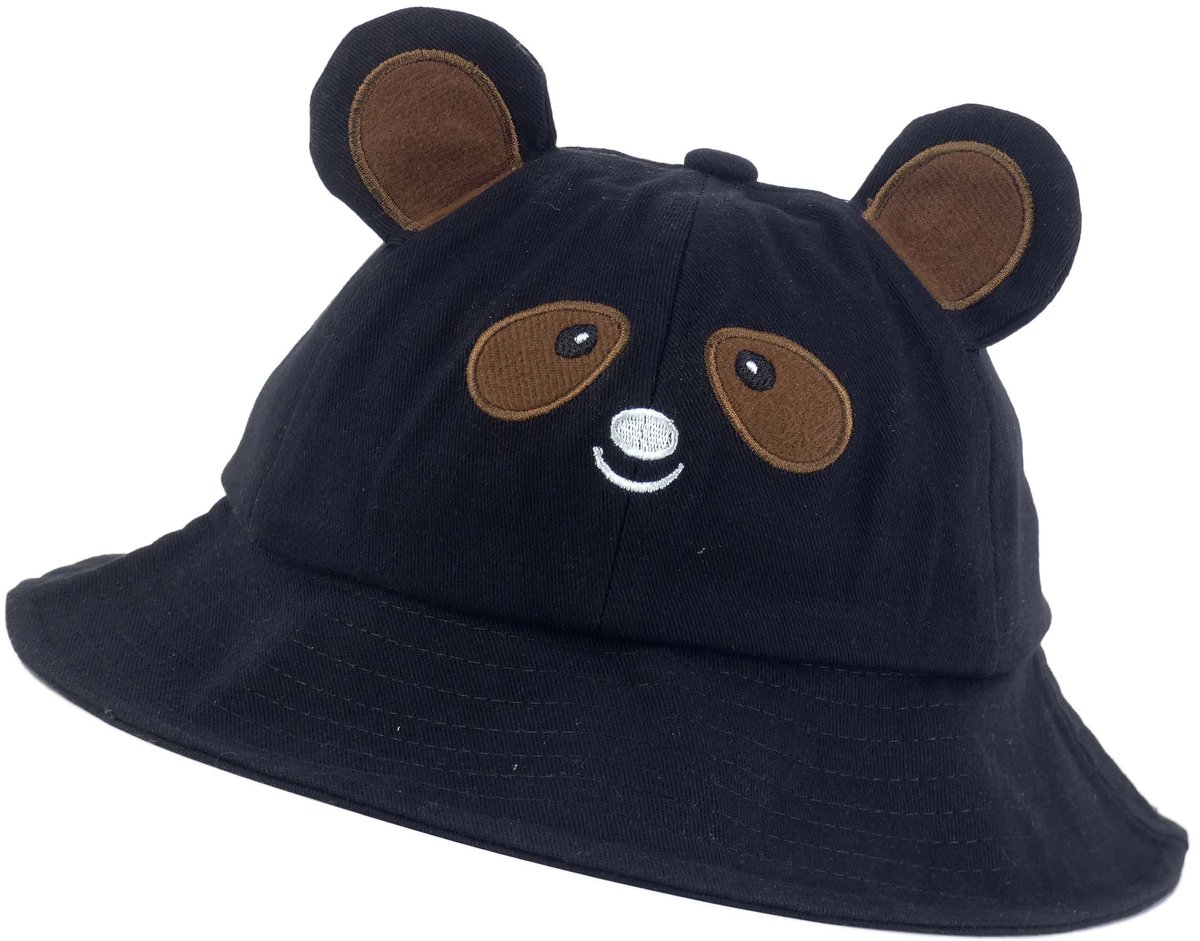 CZAPKA DZIECIĘCA BUCKET HAT MIŚ BAWELNA 50-56CM CZARNY MARYSJA