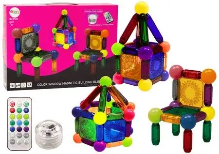 Klocki magnetyczne z podświetleniem 32el - Leantoys