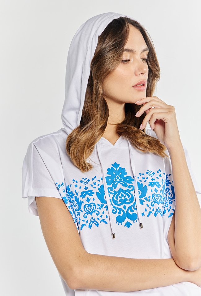T-shirt damski z kapturem - Monnari