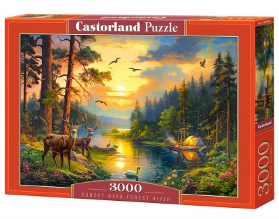 Puzzle 3000 el.  C-300686-2 Sunset over Forest River. C-300686-2