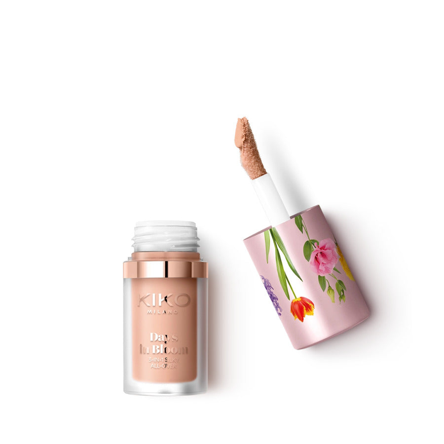 KIKO Milano Days In Bloom 3-In-1 Silky All-Over uniwersalny fluid 3w1 o naturalnym promiennym wykończeniu 01 Endless Sand 4ml