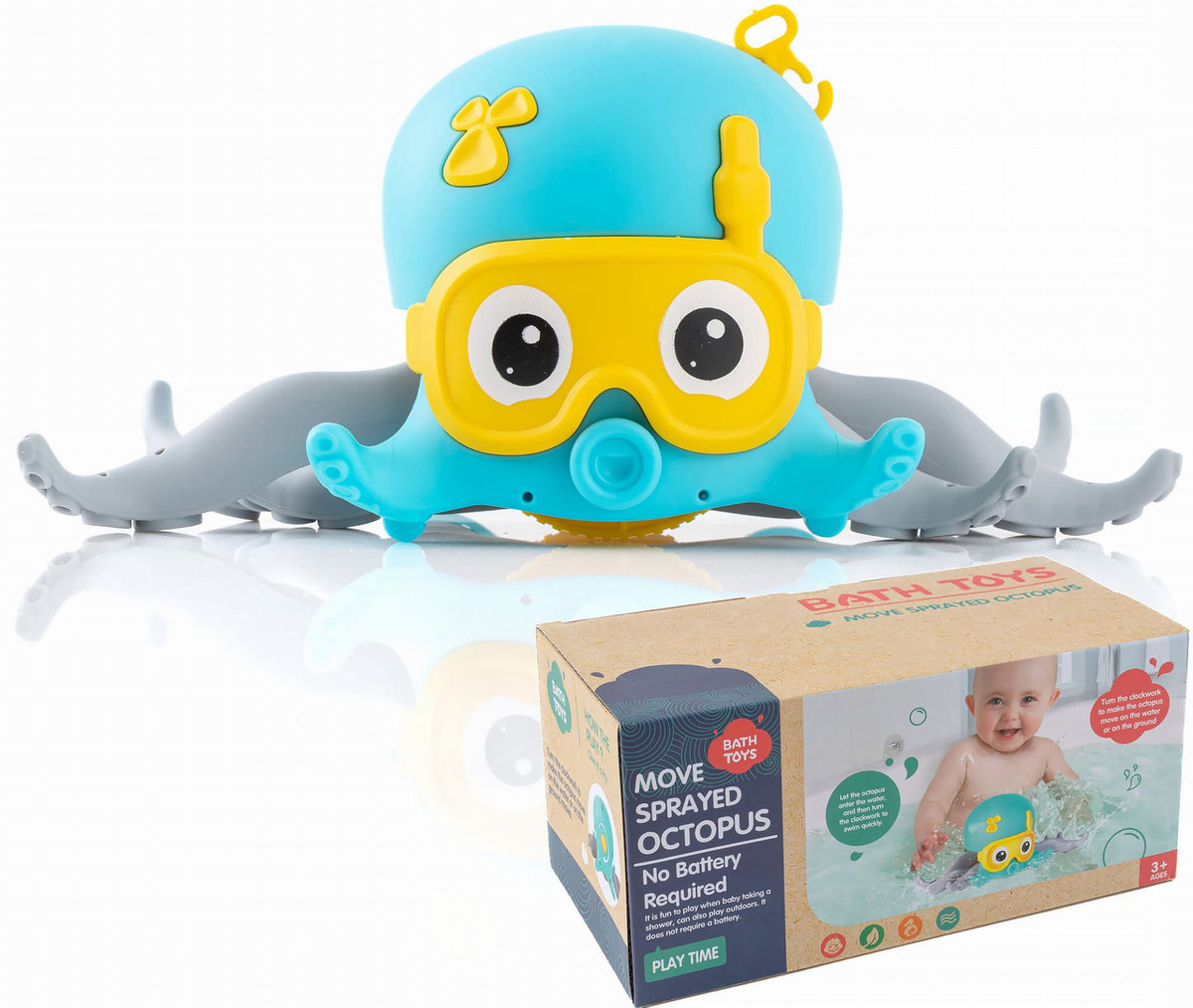 Ośmiornica do kąpieli nakręcana Happy Hippo niebieska