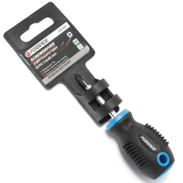 Wkrętak Śrubokręt magnetyczny krzyżakowy krzyżak PH1x40mm stal Cr-V FORSAGE