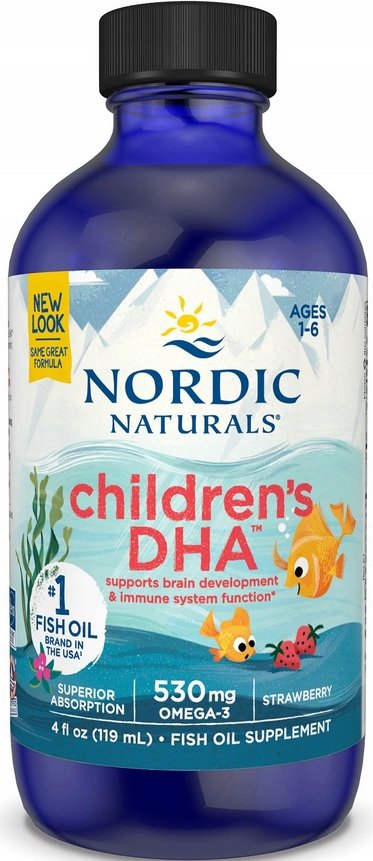 Nordic Naturals Children's DHA Omega 3 dla dzieci w płynie smak truskawkowy, Suplement diety, 119 ml