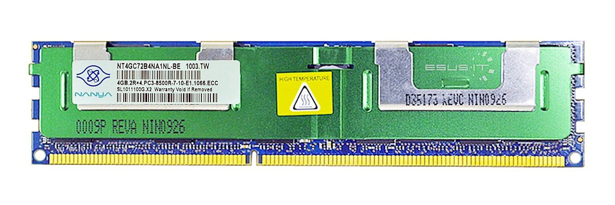 Pamięć RAM 1x 4GB Nanya ECC REGISTERED DDR3 1066MHz PC3-8500 RDIMM NT4GC72B4NA1NL-BE